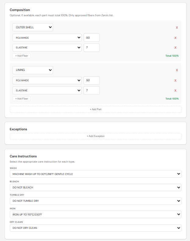 Step 4 with two composition parts and care icons